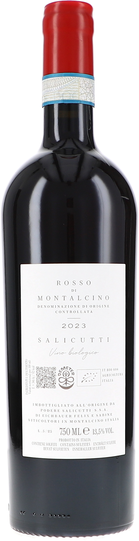 Salicutti Rosso di Montalcino DOC 2023 BIO Rücketikett