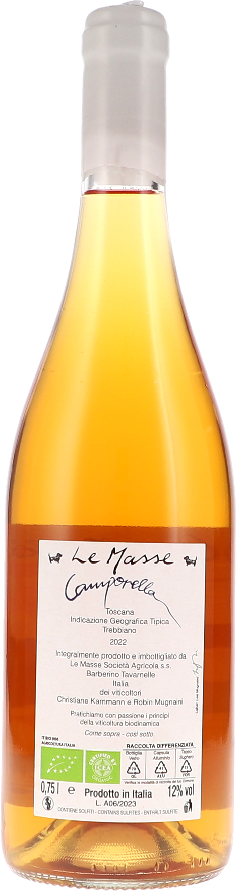 Le Masse Camporella Orange IGT 2022 BIO Rücketikett