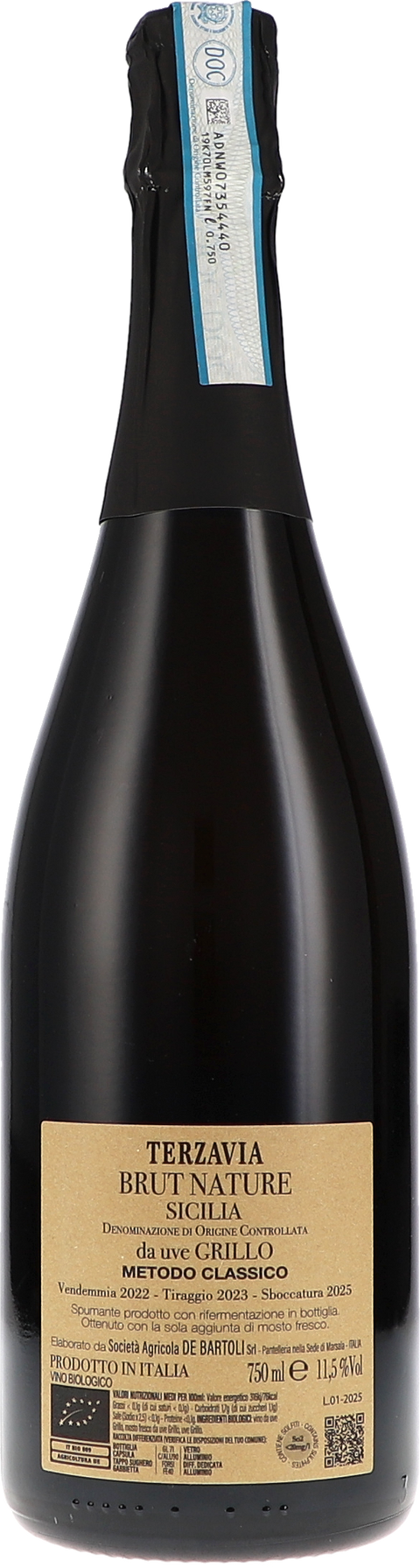 Marco de Bartoli Metodo Classico "Terzavia" Brut Nature DOC 2022 BIO