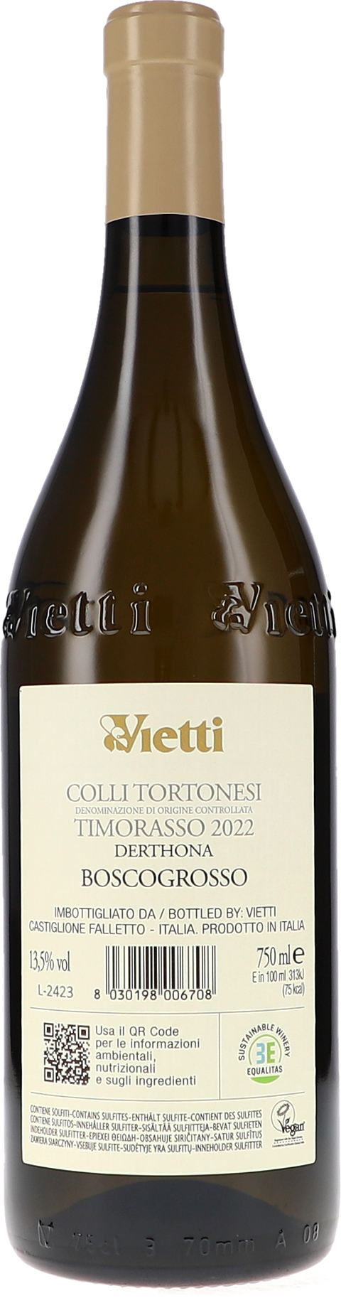 Vietti Timorasso Boscogrosso DOC 2022 Rücketikett