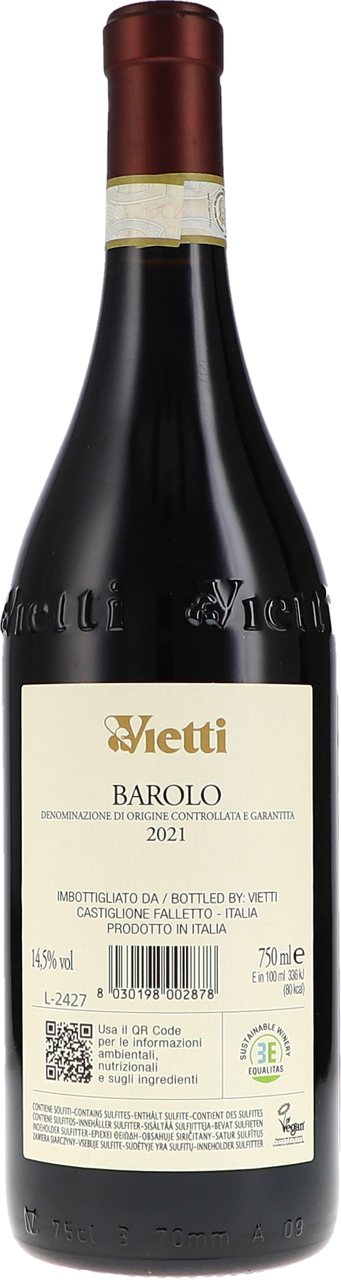Vietti Barolo DOCG 2021 Rücketikett
