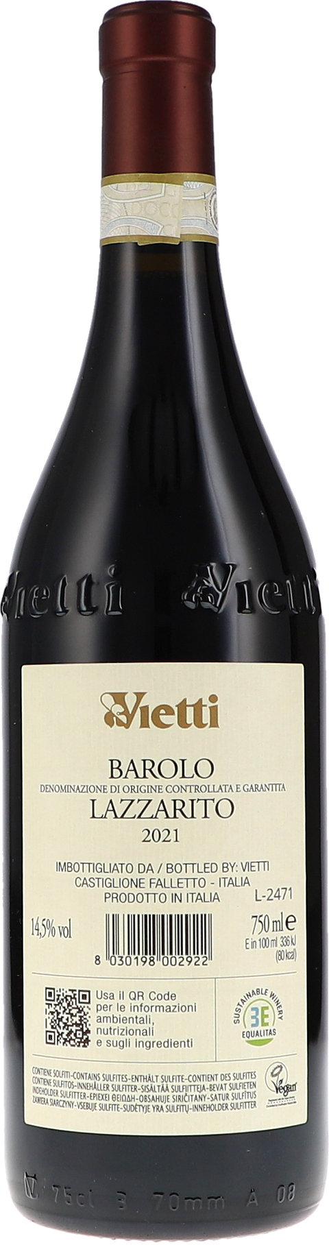 Vietti Barolo DOCG Lazzarito 2021 1,5L Rücketikett