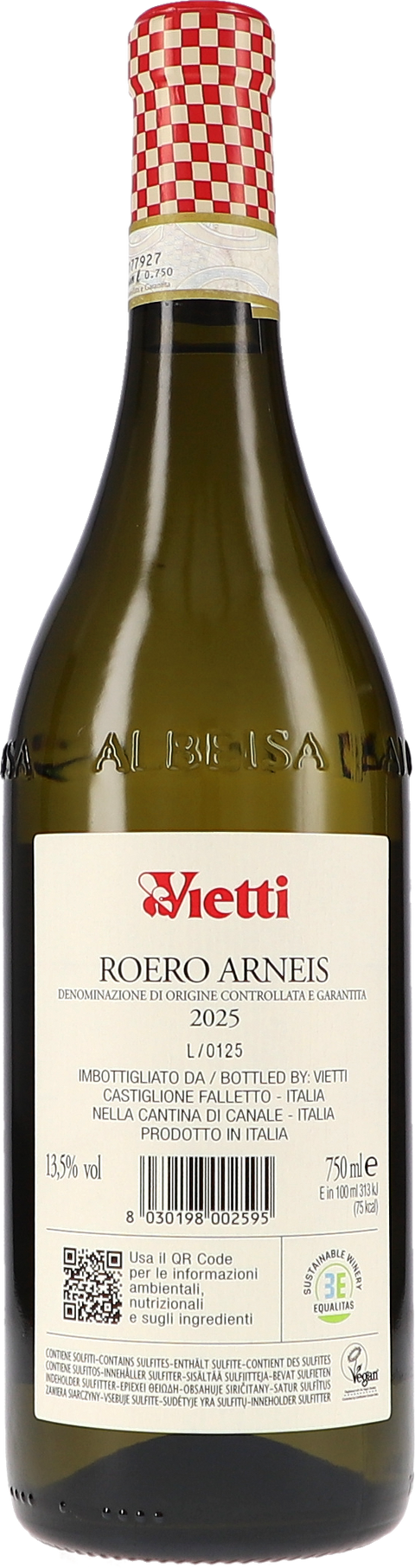 Vietti Roero Arneis 2025 Rücketikett