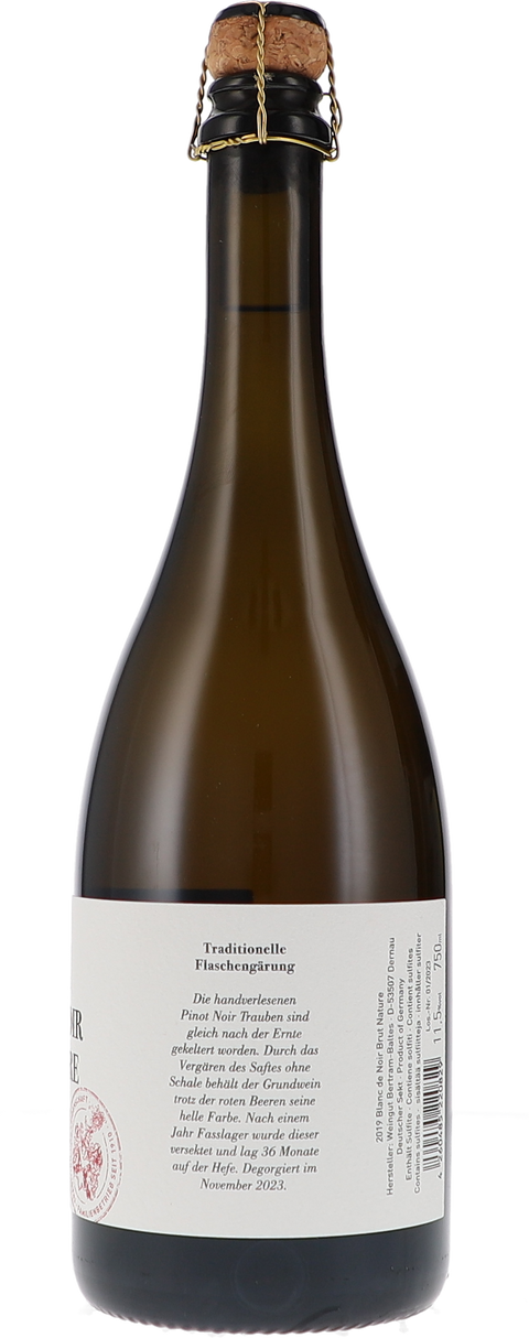 Bertram-Baltes Blanc de Noir Sekt Brut Nature 2019 Rücketikett