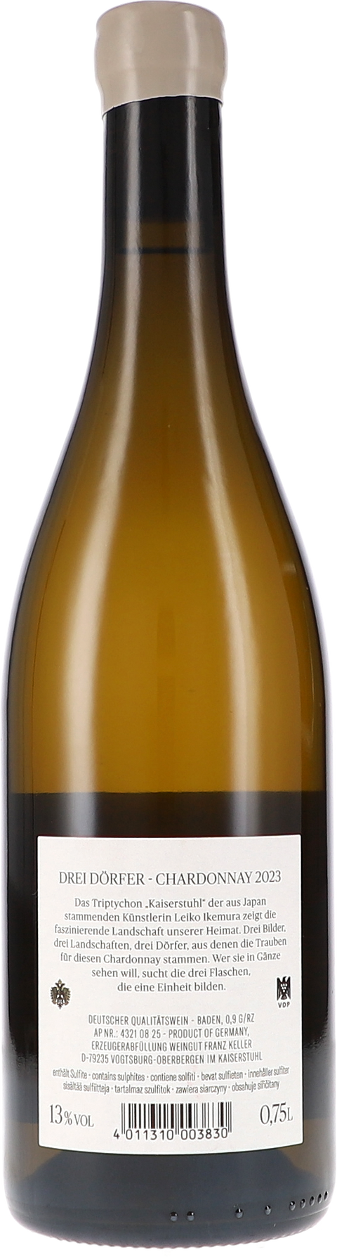 Franz Keller Drei Dörfer Chardonnay 2023 Rücketikett