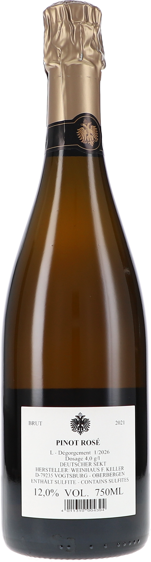 Franz Keller Pinot Rosé Sekt Brut 2021 Rücketikett