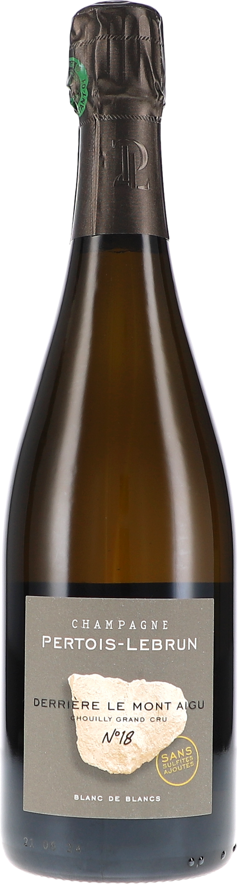 Pertois-Lebrun Derrière le Mont Aigu N°18, Sans Sulfites Ajouté, Chouilly Grand Cru Blanc de Blancs Brut Nature 2018