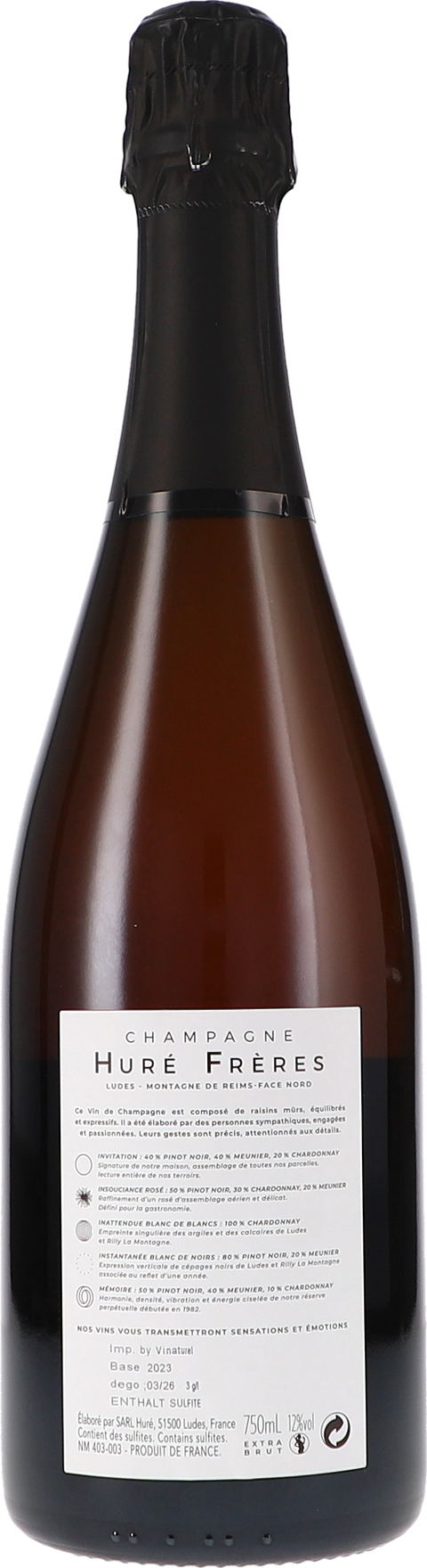 Huré Frères Insouciance Rosé Extra Brut, Base 2023