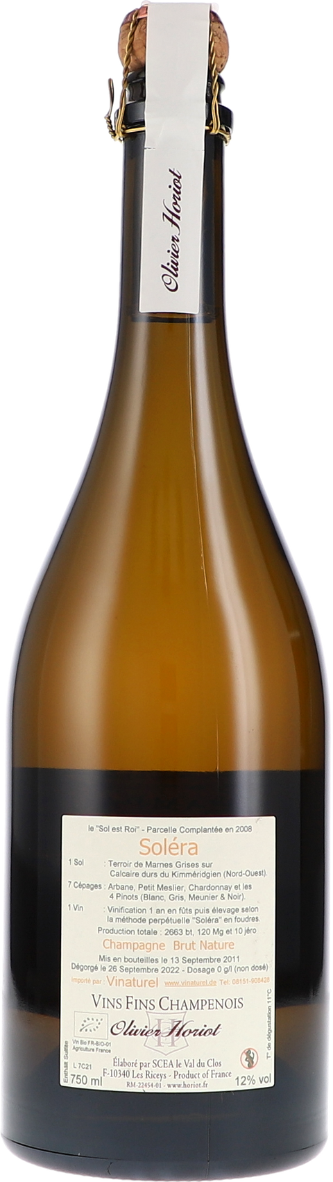 Olivier Horiot Cuvée "Soléra" Brut Nature BIO