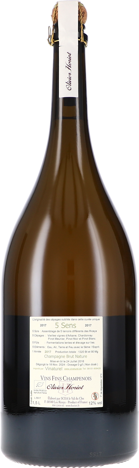 Olivier Horiot Cuvée "5 Sens" Brut Nature 2017 1,5L BIO