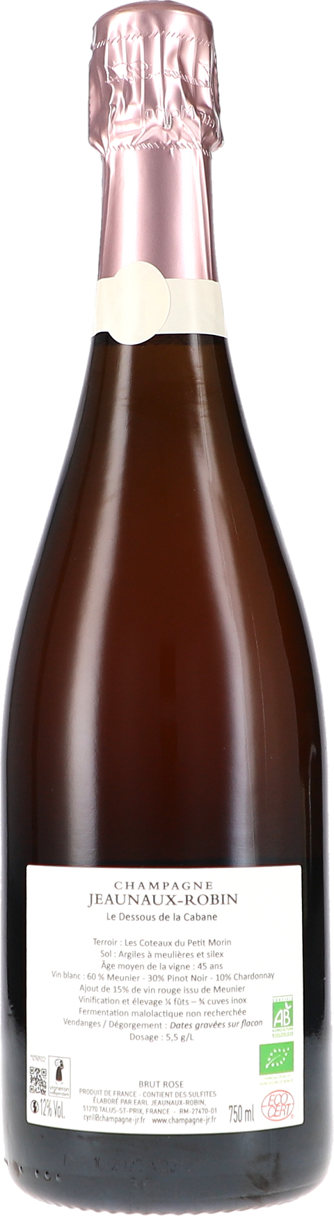 Jeaunaux-Robin Le Dessous de la Cabane Brut Rosé V22/21 BIO