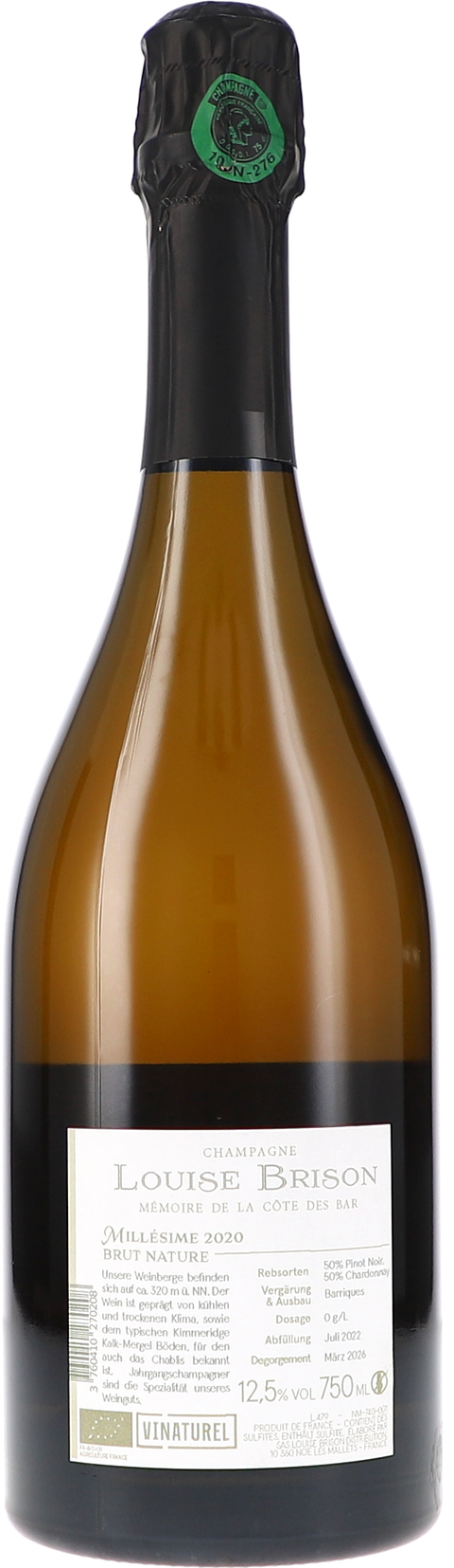 Louise Brison A l’Aube de la Côte des Bar, Brut Nature 2020 BIO
