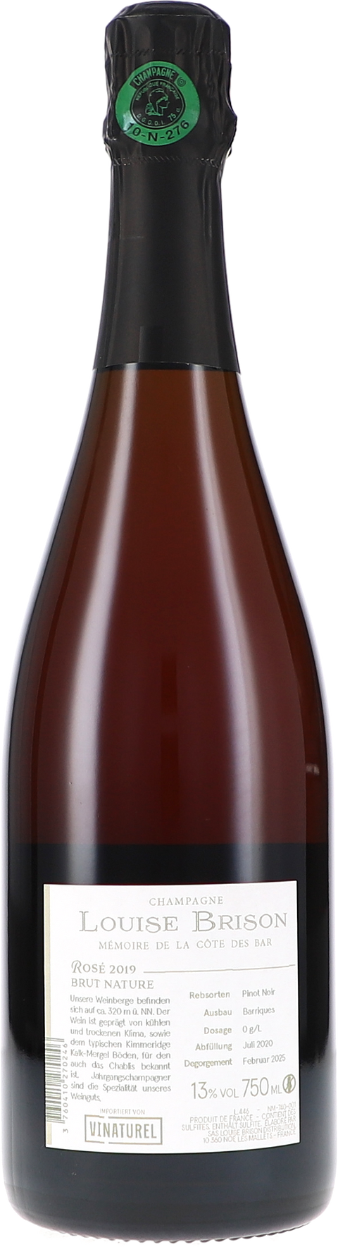 Louise Brison Rosé de la Côte des Bar, Brut Nature 2019