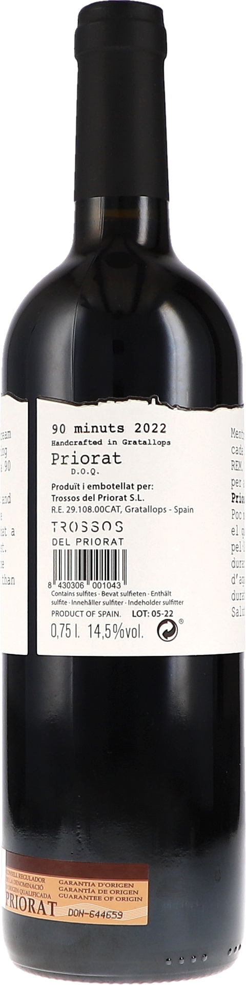 Trossos del Priorat 90 minuts 2022 Rücketikett