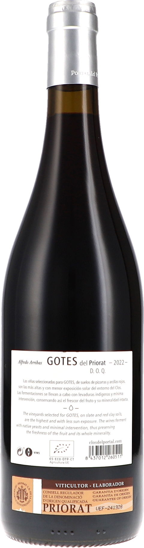 Portal del Priorat Gotes del Priorat 2022 BIO Rücketikett