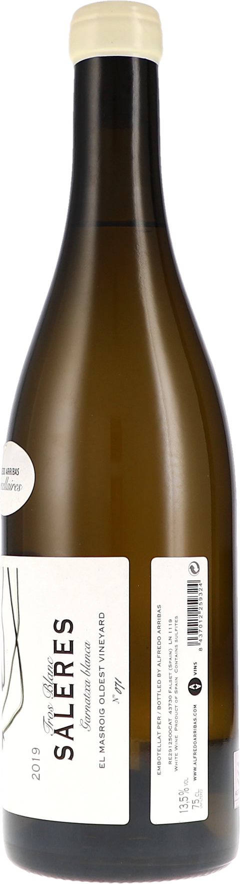 Alfredo Arribas Tros Blanc Saleras 2019 Rücketikett