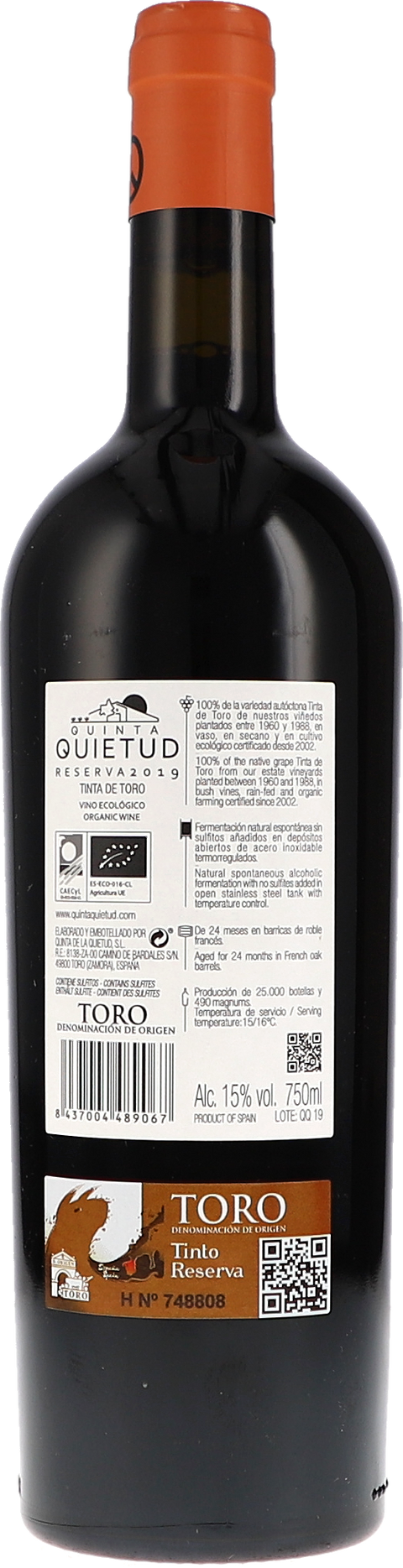 Quinta de la Quietud Reserva 2019 BIO Rücketikett