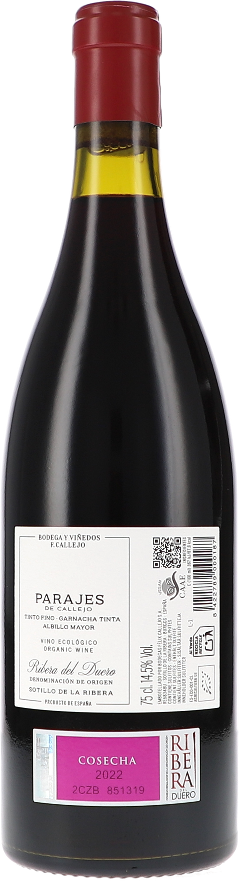 Felix Callejo Parajes de Callejo 2022 BIO Rücketikett