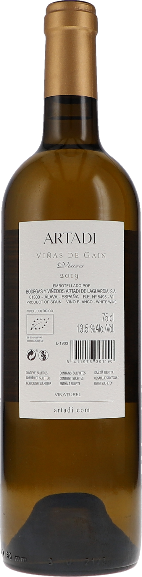 Artadi Viñas de Gain Blanco 2019 BIO Rücketikett