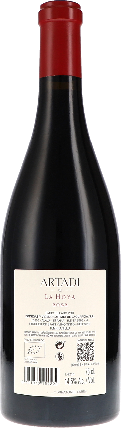 Artadi La Hoya 2022 BIO Rücketikett