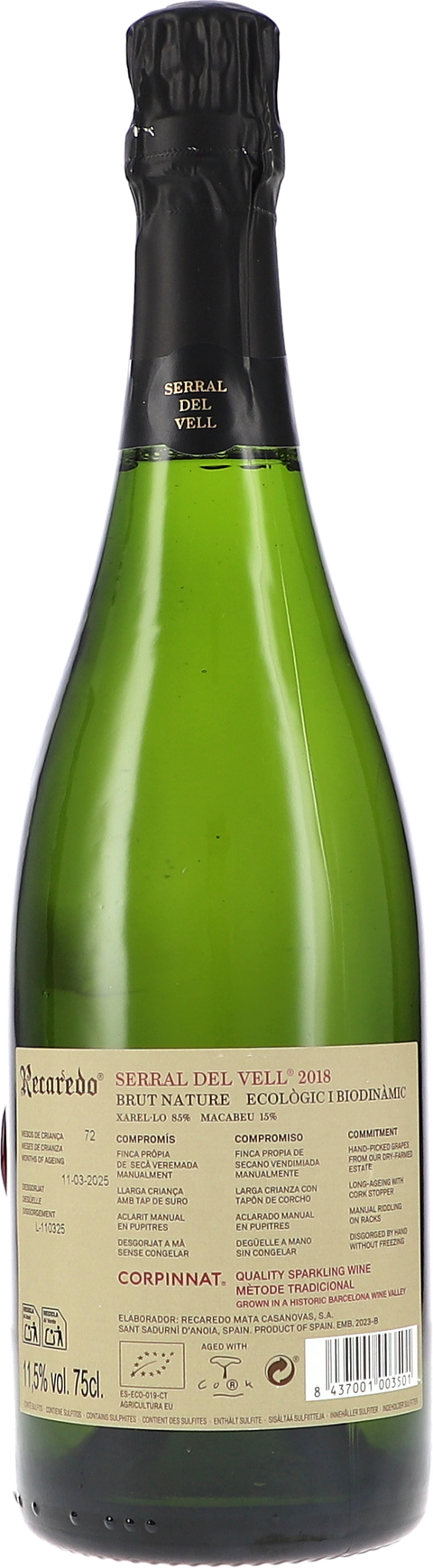 Recaredo Serral Del Vell, Brut Nature 2018 BIO Rücketikett
