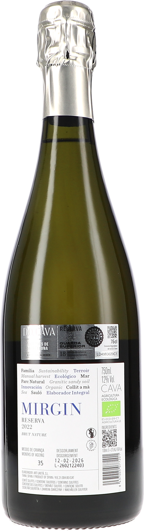 Alta Alella Mirgin Reserva Brut Nature 2022 BIO