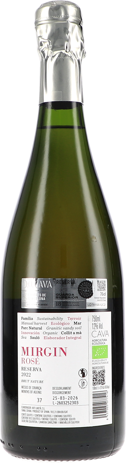 Alta Alella Mirgin Rose Reserva Brut Nature 2022 BIO
