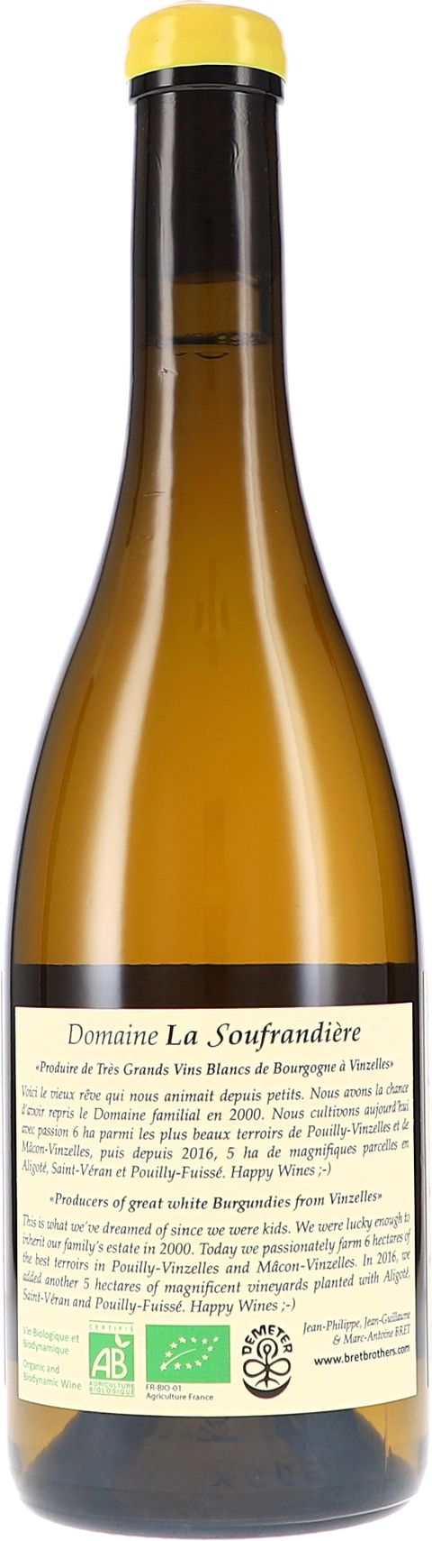 La Soufrandière "Mâcon-Vinzelles ""Le Clos de Grand-Père"" AOC" 2024 BIO Rücketikett