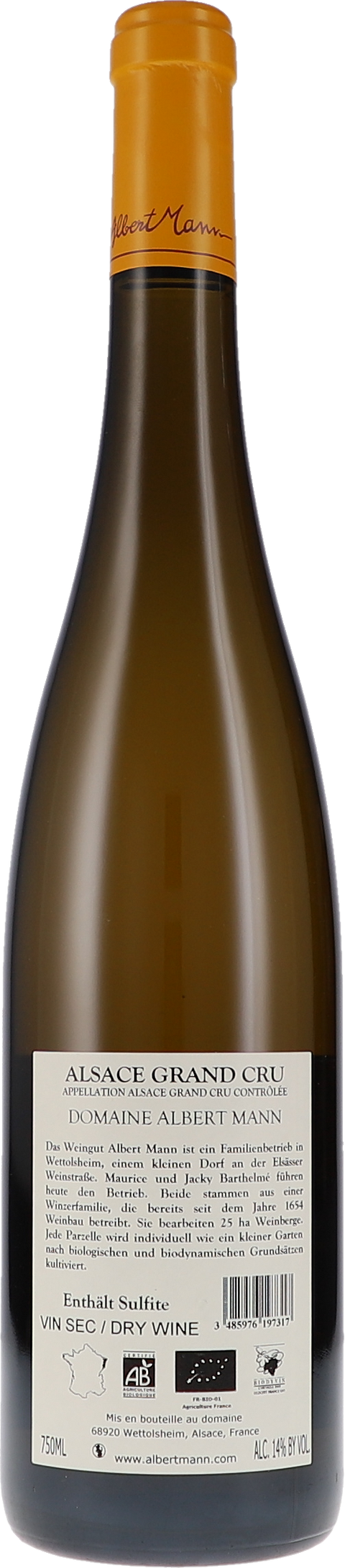 Albert Mann Pinot Gris Furstentum Grand Cru 2019 BIO