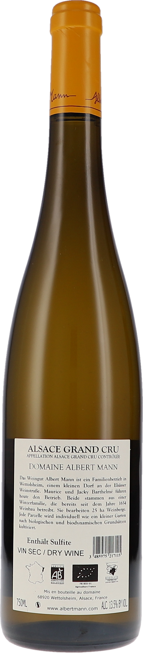 Albert Mann Riesling Schlossberg Grand Cru AC 2021 BIO