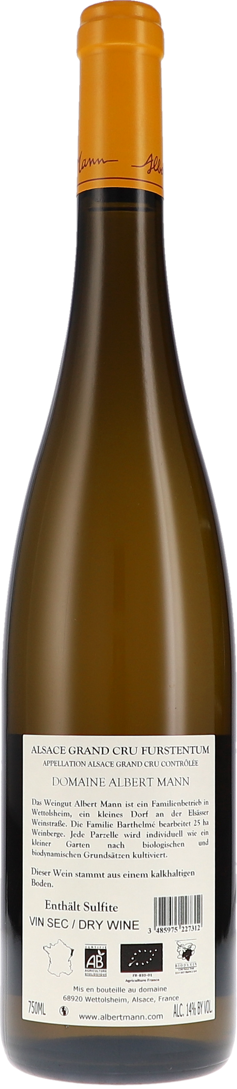 Albert Mann Riesling Furstentum Grand Cru 2022 BIO