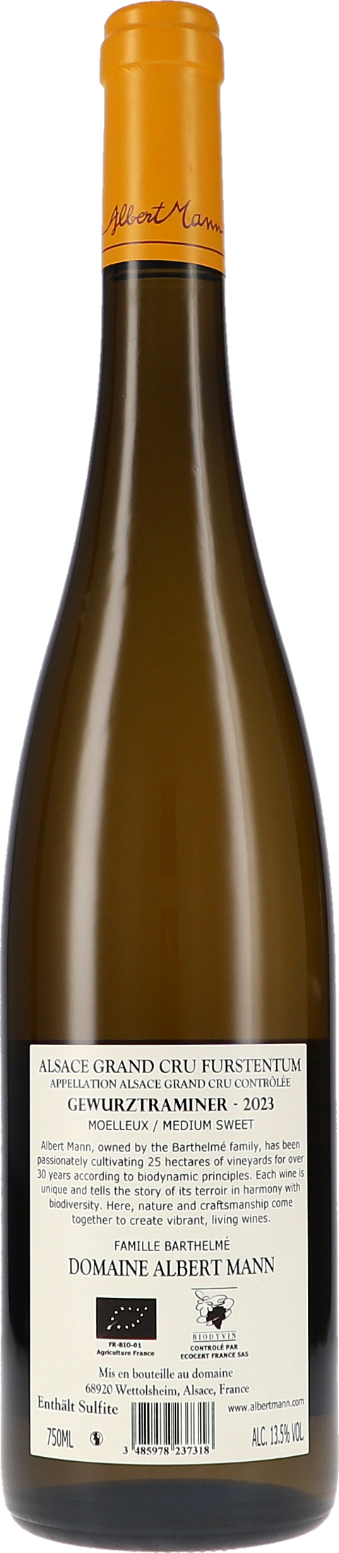 Albert Mann Gewürztraminer Furstentum Grand Cru 2023 BIO