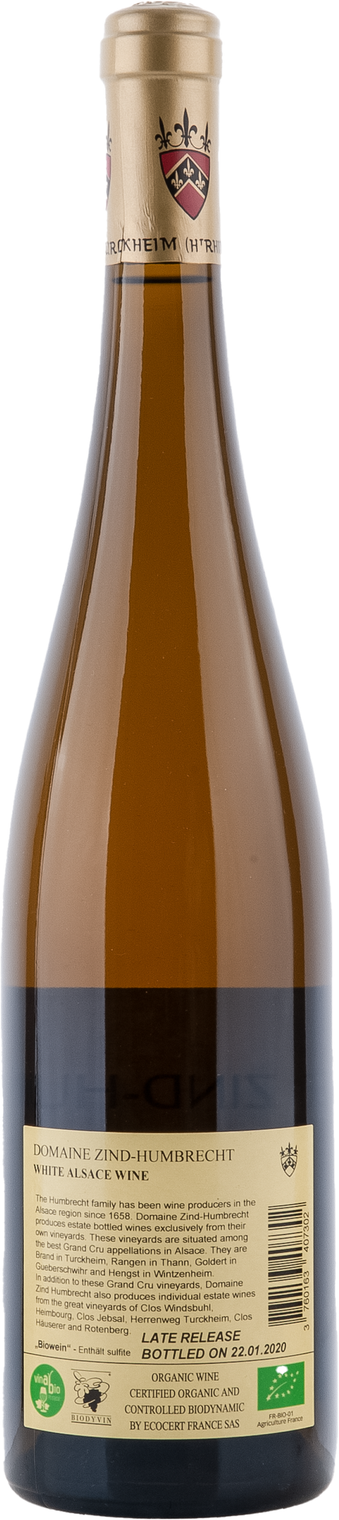 Zind-Humbrecht Riesling Roche Calcaire 2017 BIO Rücketikett