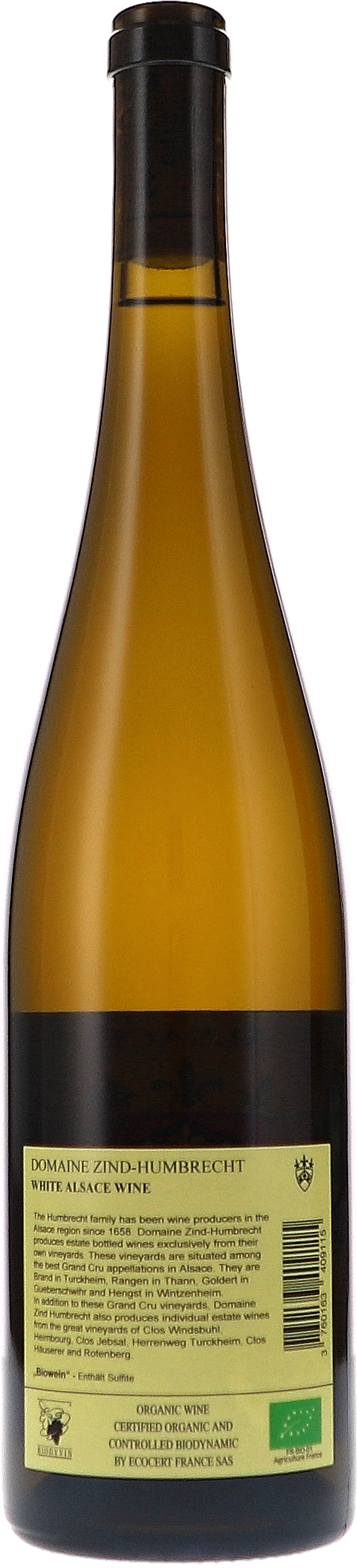 Zind-Humbrecht Riesling Heimbourg 2021 BIO Rücketikett