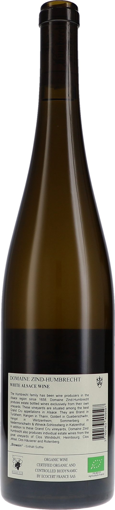 Zind-Humbrecht Riesling Brand Grand Cru 2022 BIO Rücketikett