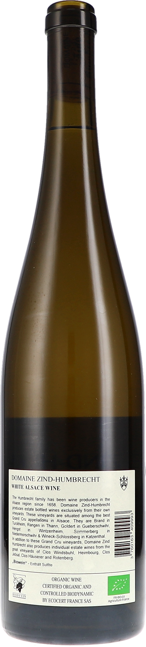 Zind-Humbrecht Gewürztraminer Roche Calcaire 2023 BIO Rücketikett