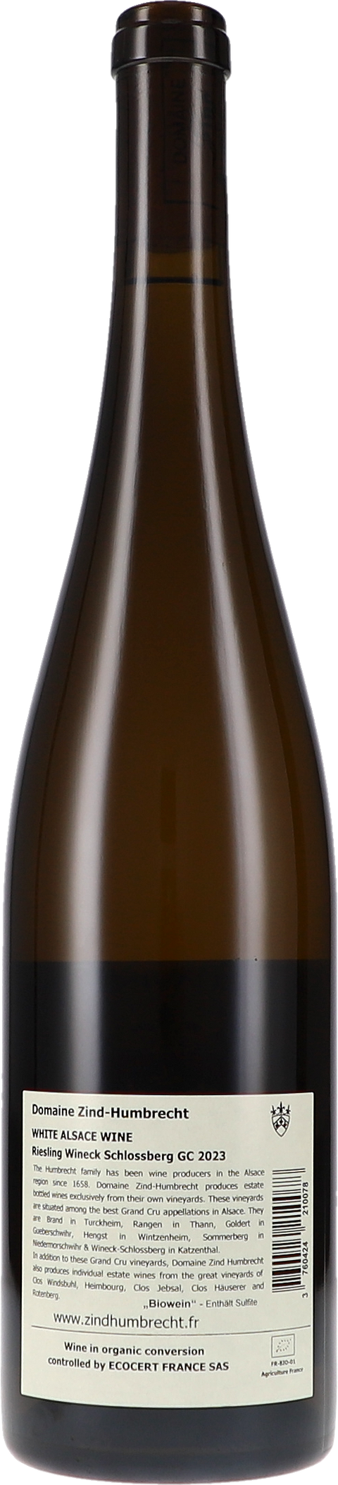 Zind-Humbrecht Riesling Wineck-Schlossberg Grand Cru 2023 Rücketikett