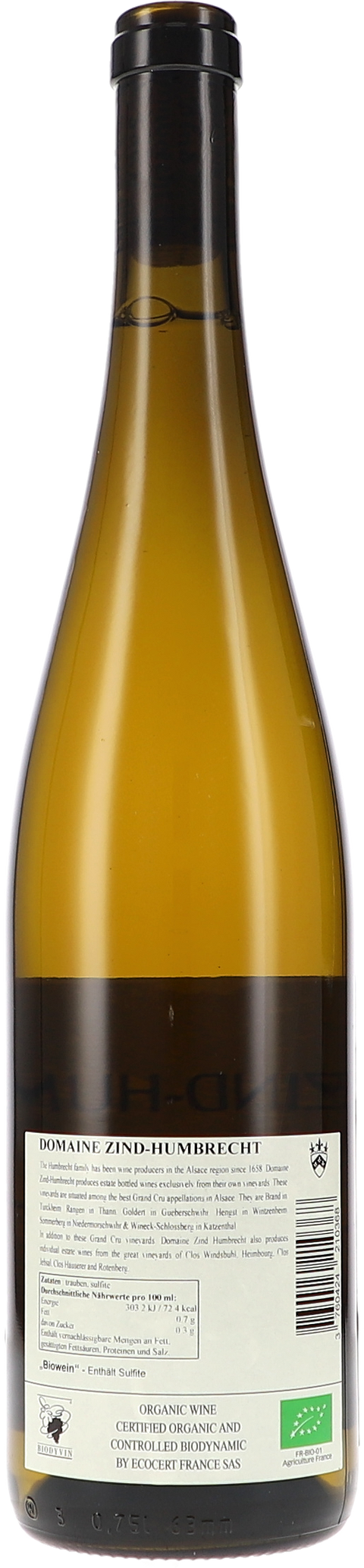 Zind-Humbrecht Gewürztraminer Turckheim 2024 BIO Rücketikett