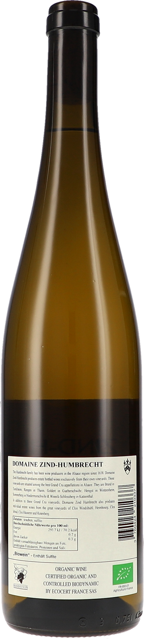 Zind-Humbrecht Pinot Blanc 2024 BIO Rücketikett