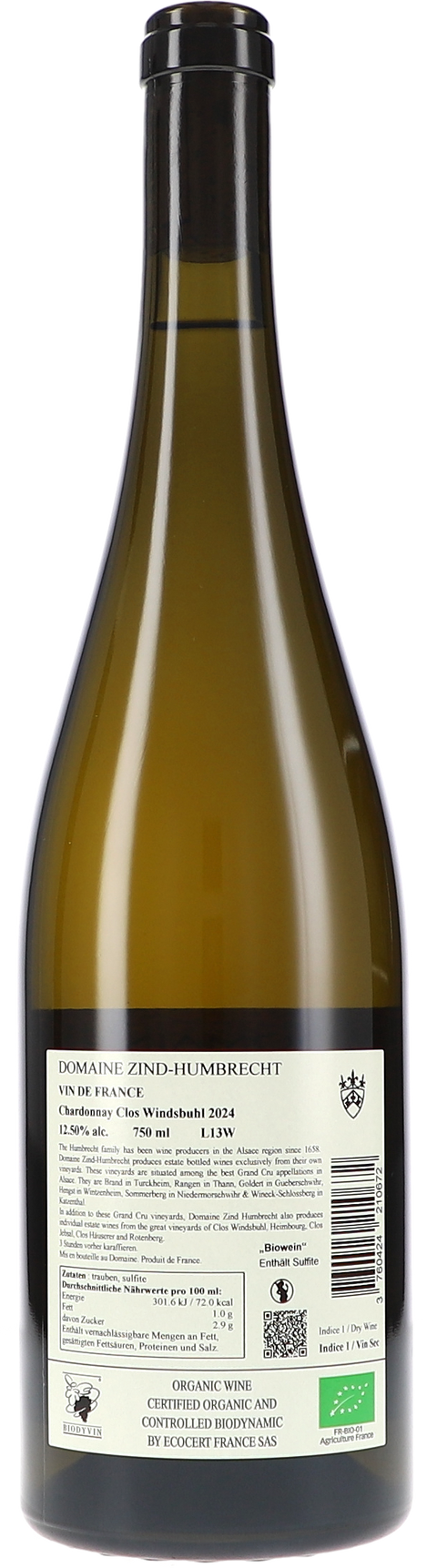 Zind-Humbrecht Chardonnay Clos Windsbuhl 2024 BIO Rücketikett