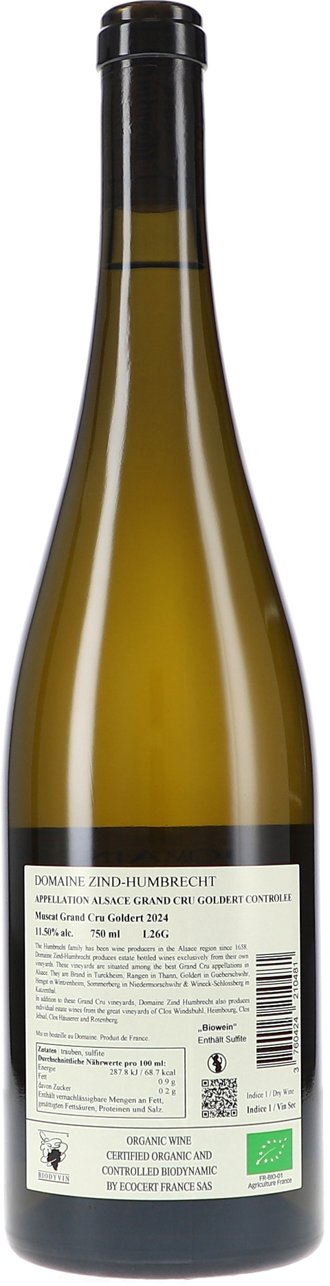 Zind-Humbrecht Muscat Goldert Grand Cru 2024 BIO Rücketikett