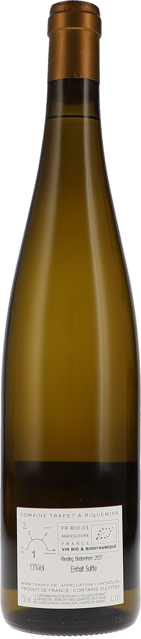 Trapet Alsace Riesling Beblenheim B.B.H.M. 2021 BIO