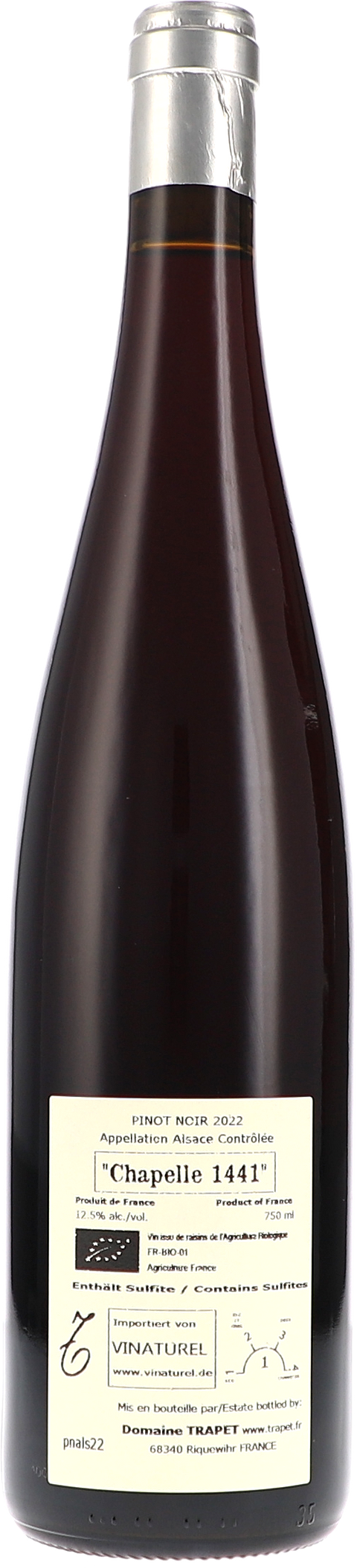 Trapet Alsace Chapelle 1441 rouge 2022 BIO