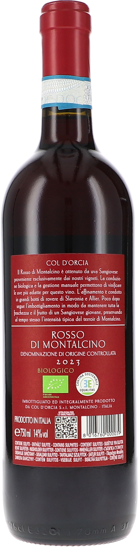 Col d'Orcia Rosso di Montalcino DOC 2023 BIO Rücketikett