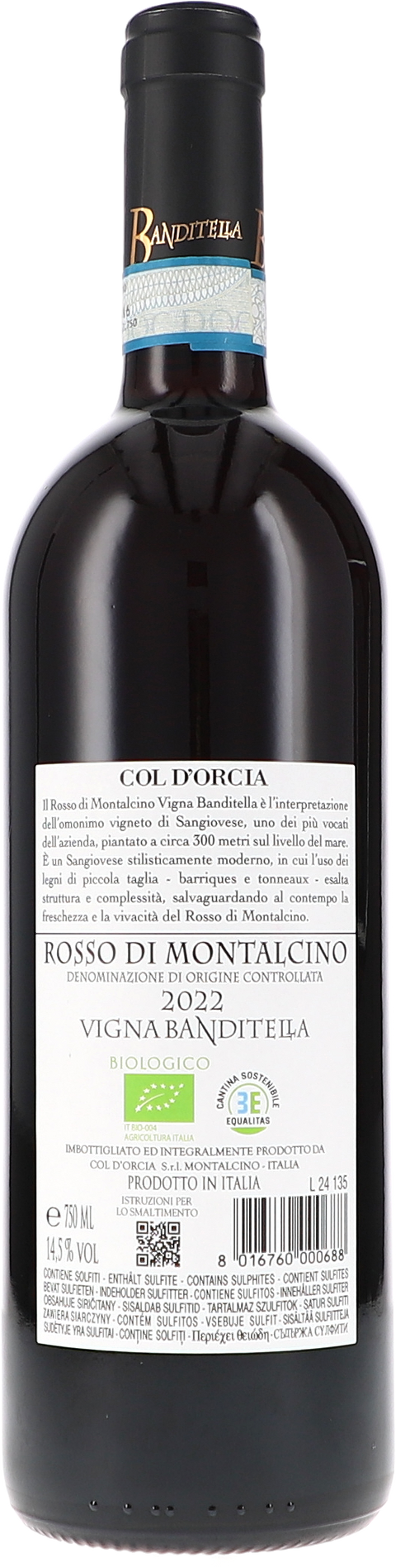 Col d'Orcia Vigna Banditella, Rosso di Montalcino DOC 2022 BIO