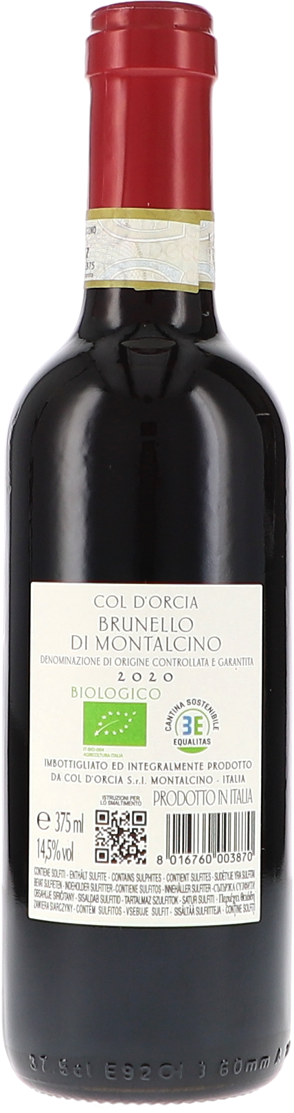 Col d'Orcia Brunello di Montalcino DOCG 2020 BIO 0,375L Rücketikett
