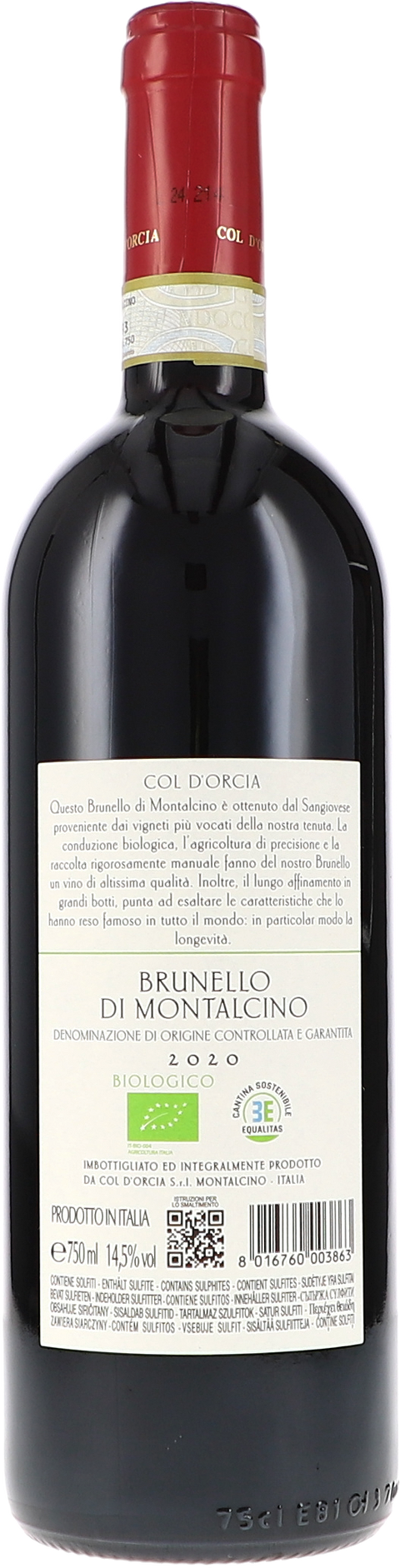 Col d'Orcia Brunello di Montalcino DOCG 2020 BIO Rücketikett