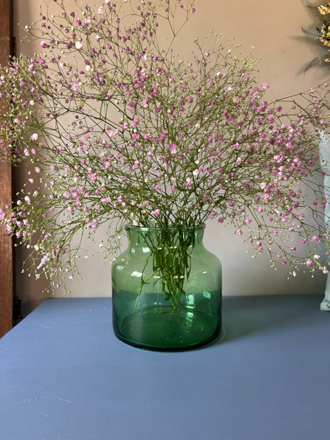 Vintage Glas Vase bauchig grün