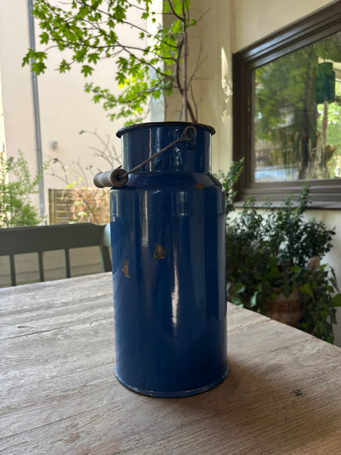 Alte Emaille Milchkanne Blau