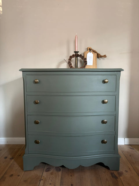 Kleine Vintage Kommode | Kreidefarbe Camouflage (dunkelgrün)